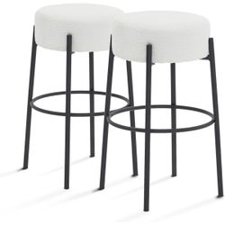 30 Inch Round Boucle Stools Set Of 2