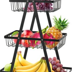 Fruit Basket 3 Tier Countertop Fruit Basket,Portable Fruit Bowle Basket Detachable Metal Rectangle Basket Storage Hanging Baskets