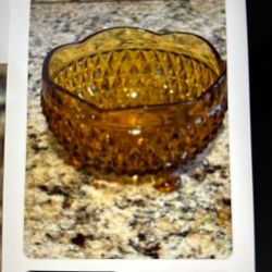 Indiana Glass Amber Diamond Bob Bob Candy Dish with Feet 
