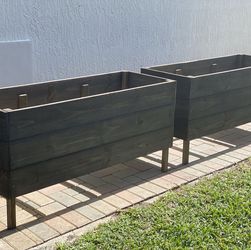 🦋 🌧 🌞 BIG+TALL Outdoor Raised Box Rectangular Planter (MEASURES: 4’Lx18”W x2’H) For Vegetables 🍅 Flowers 💐 Herbs 🌿 Wooden Garden Wood Bed