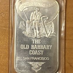 Rare Silver Art Bar 100th Anniversary The Old Barbary Coast San Francisco 