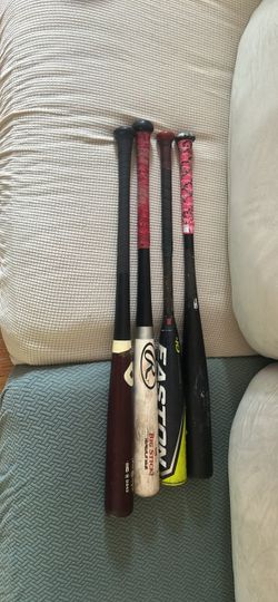 Lot of 4 Baseball Bats Easton Rawlings