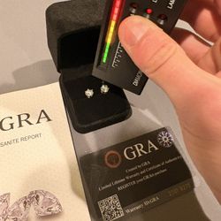 1.0CT Moissanite Diamond Stud Earrings – GRA Certified – New With Box