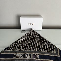 Christian Dior  Head Scarf Beige And Blue