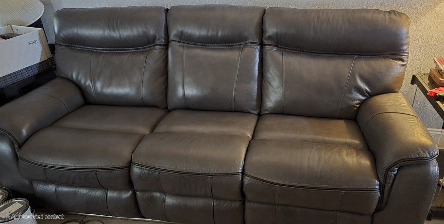 Leather Electric Sectional + Matching Sofa + Recliner