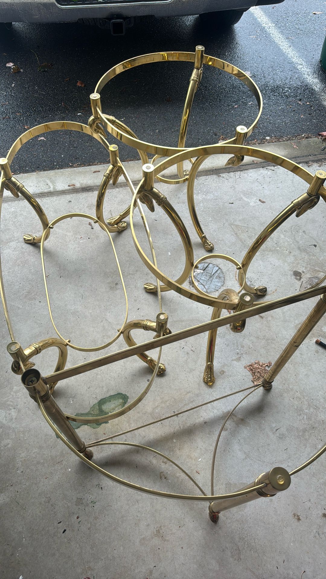 Vintage Brass Tables With Glass tops