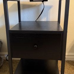 Set of 2 Nightstands with LED Lights