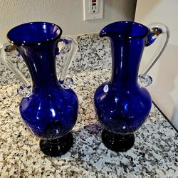 Wanda Hand Blown Cobalt Blue Vase And Picture Set