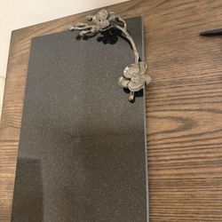 Michael Aram Orchid Stone Tray (Black Nickel + Stone Top)