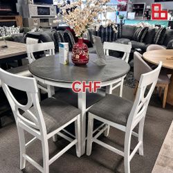 5-Pc Counter Height Dining Set Table & 4 Chairs - Modern Kitchen Furniture