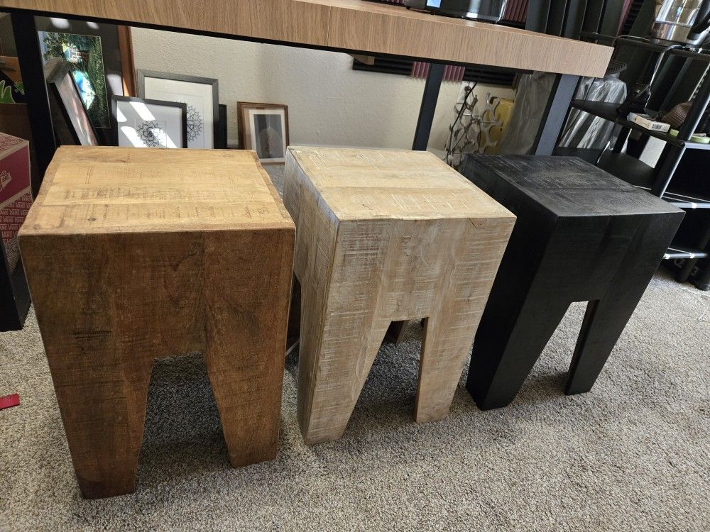 π Custom Rustic Set of 3 Home Furniture Decor Sturdy Stools Chair β Handcrafted Solid Wood India