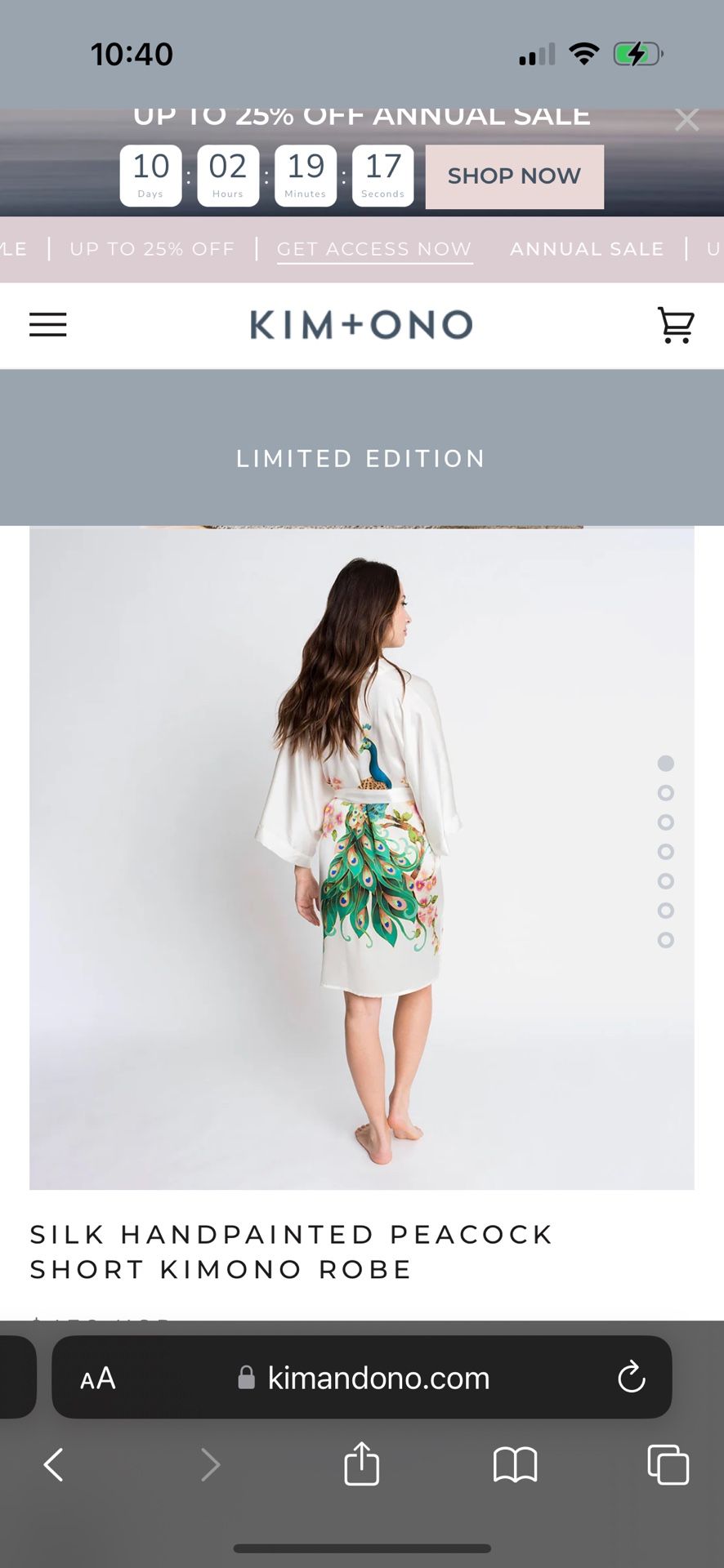 Kim + Ono Women’s Silk Hand Painted Robe NWT
