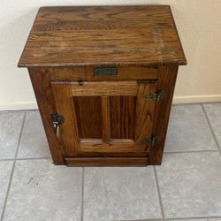 White Clad Simmons Hardware Co. oak wood ice box 