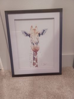 Giraffe painting in frame