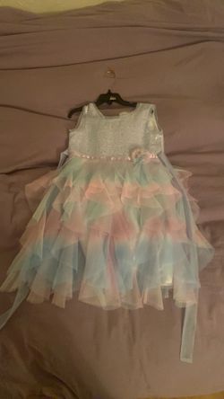 Girls pink, purple and blue dress with tutu bottom