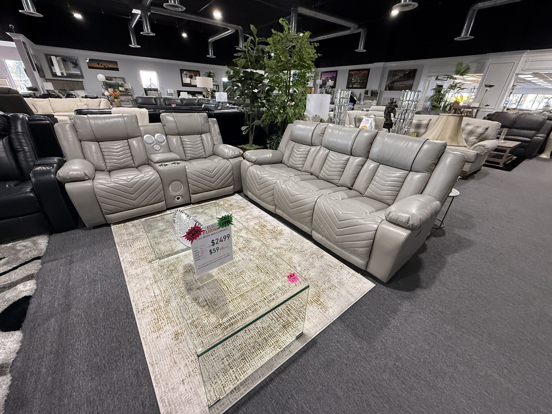2 Pc Sofa And Loveseat Power Recliner With Speakers And LED Lights Available In Black 