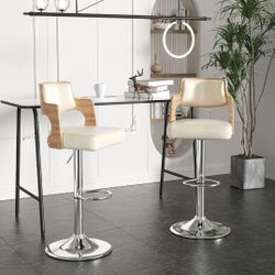 Morden Design Bar Stools Set of 2 -  Beige