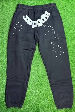 Sp5der Black Sweatpants with Star Print