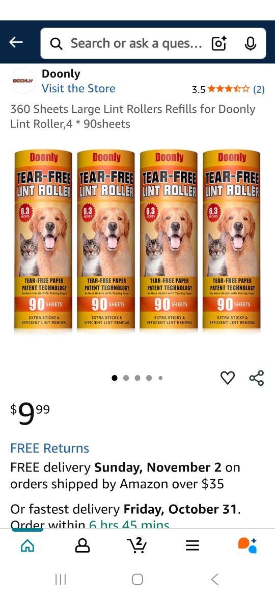 Doonly Lint Roller,4 * 90sheets