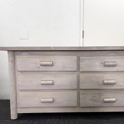 Vintage Oak White Long Dresser 