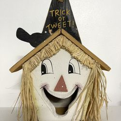 Vintage Halloween "Trick or Tweet" Scarecrow Birdhouse