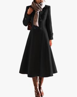 Women’s Long Wool Double Breasted Trench Coat