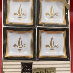 Set of 4 Vintage “A Glass Craft” Card Mates Dishes
