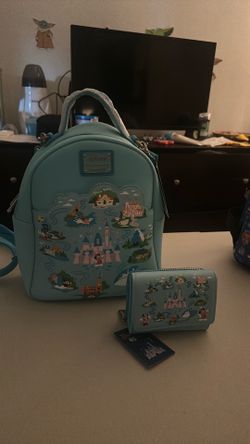 Disneyland map loungefly backpack and wallet