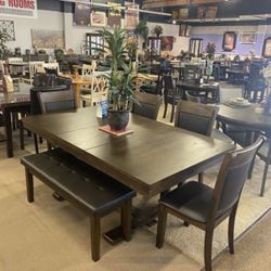 Dining Set Table With 4 Chairs & Bench