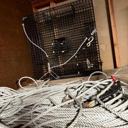 2 Shrimp Pots And Buoys Poles And Flags