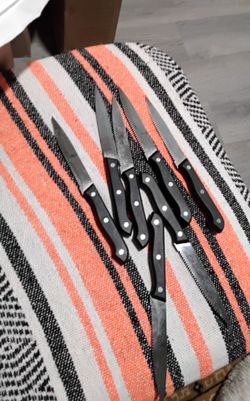 Set of 5 Steak Knives Black wooden Handles