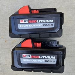 Milwaukee 18v Batteries 6.0 Amp High Output Brand New Price For Both 