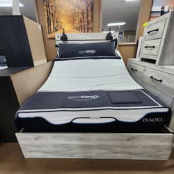 Queen Panel Bedframe With Lamps Attached 