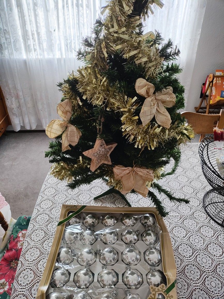 Xmas Tree And Large Box Of Ornaments. Picture Does No Justice