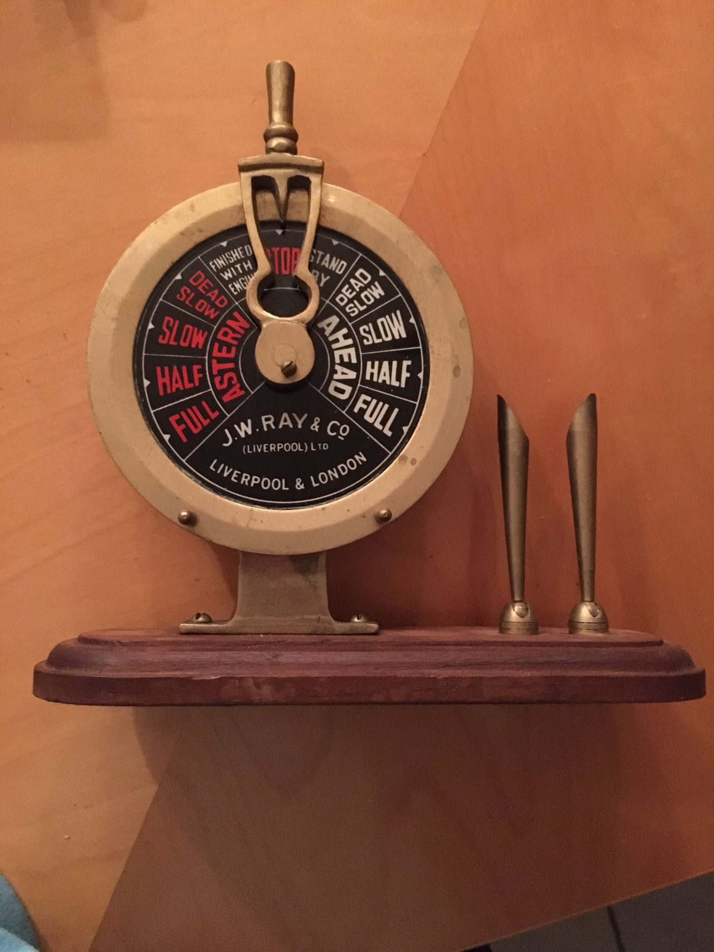 1960s J.W. RAY & Co.- Liverpool & London-Ships Telegraph Desk Pen Holder. Discover a touch of maritime history with the J.W.RAY & CO.- Liverpool & Lon