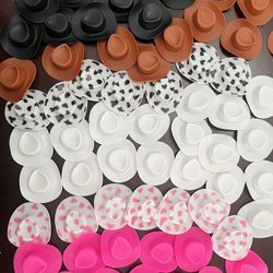 66 Unused mini cowboy/cowgirl plastic hats western rodeo