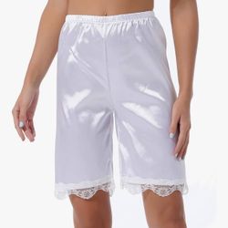 Women's Pettipants Half Slips Bloomers Shorts Nylon Bloomer Slip Pants with Lace Trim. Size: XL