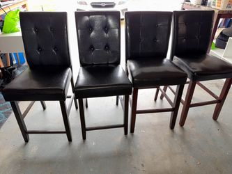 Set of 4 Black Faux Leather Bar Stools