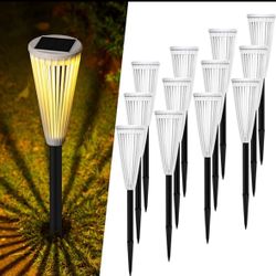 ROSHWEY Outdoor Solar Lights, 12 Pack Solar Pathway Lights Outdoor Waterproof 2 Colors Outside Landscape Path Lights Decorative Outdoor Lighting for Y