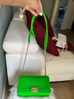 Neon Green Jelly Shoulder Bag Purse. SALE $10  each 🍀