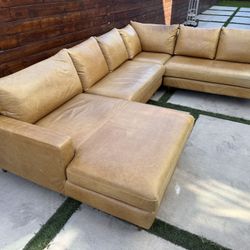 Interior Define 4 Pc Leather Corner Sectional Sofa With Chaise 