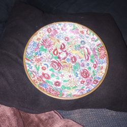 Floral Vintage Plate Hand Painted In Hong Kong