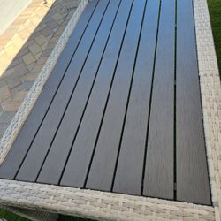 Gray Outside Coffee Table With Woven Sides 