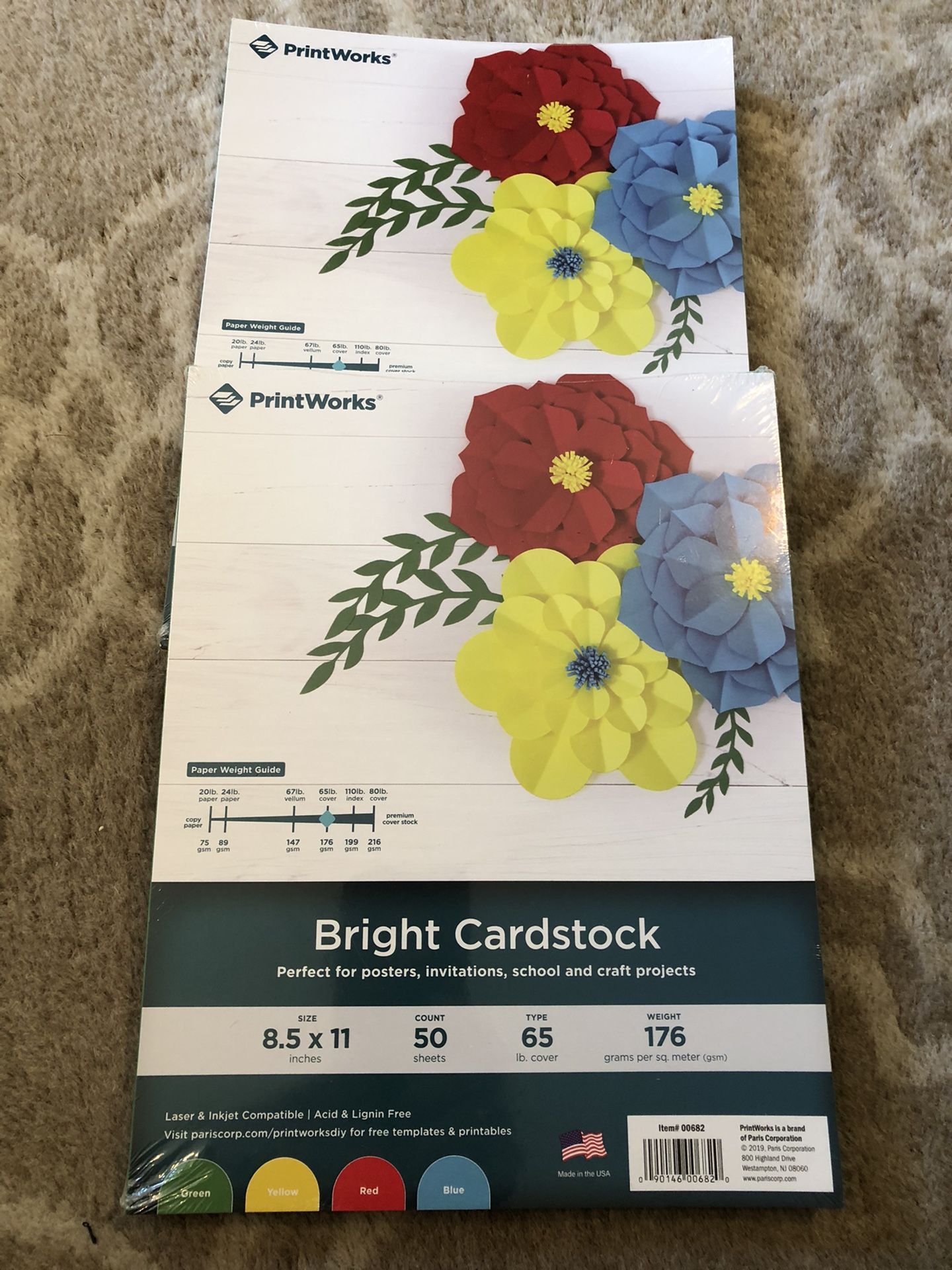 2- Packs Of 50 Count Bright Cardstock.
