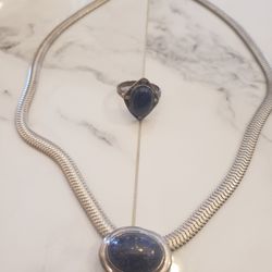 Sterling Lapis Necklace...Ring Sold