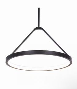 2-Home Decorators Collection Townly 35-Watt 1-Light Satin Black Bowl Integrated LED Pendant Light with Open Metal Ring Shade