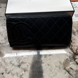 CHANEL Matelasse Long Wallet Cambon Line Lamb Skin Leather