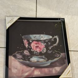 Framed Tea Cup Painting 