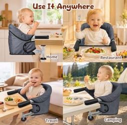 Lulunemo Portable Baby Hook-On High Chair – Gray – New in Box