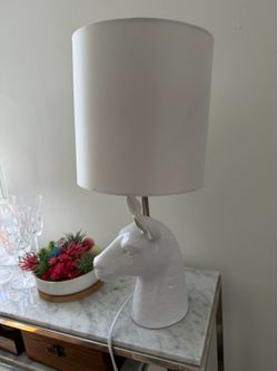 Llama Alpaca White Ceramic Table Lamp